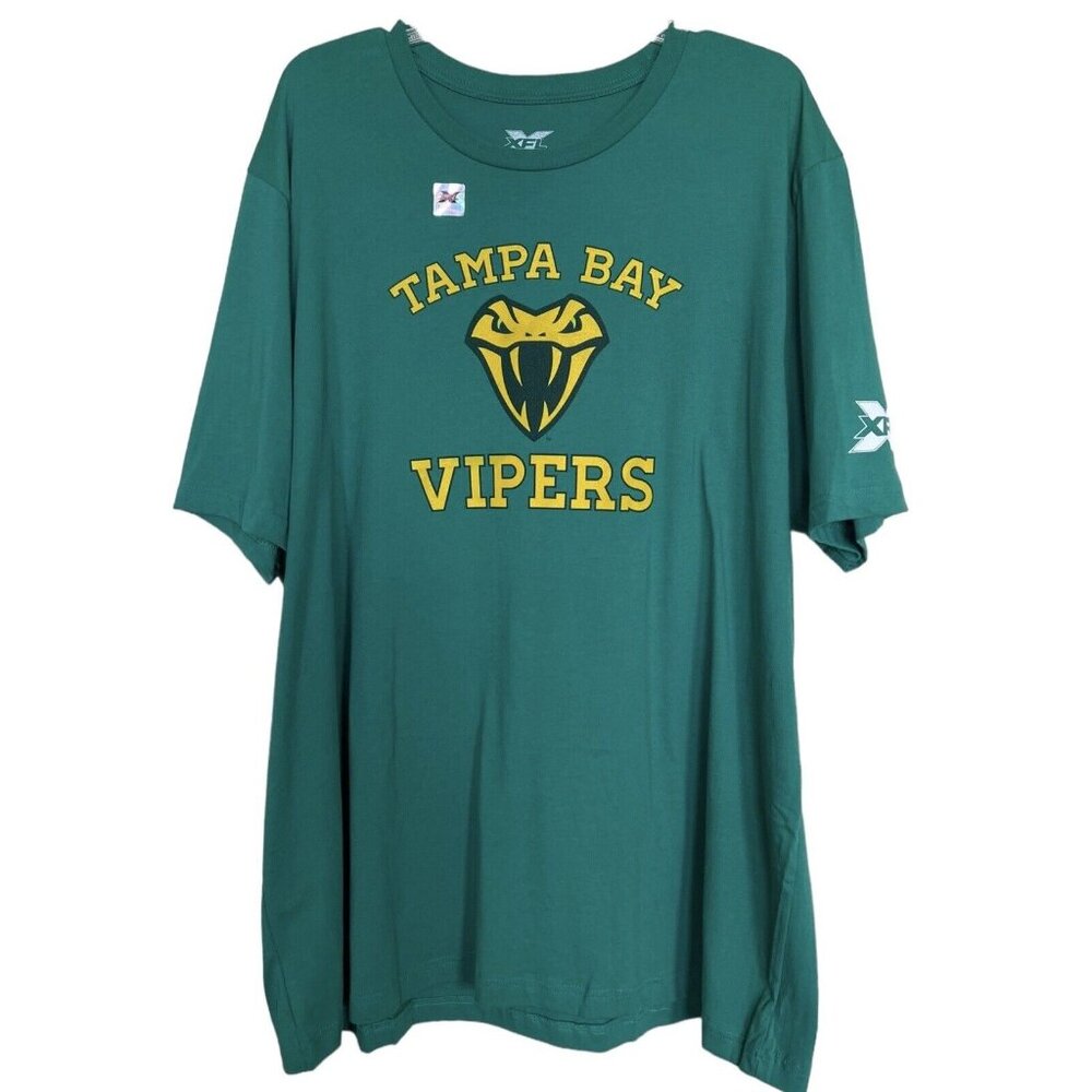 XFL Tampa Bay Vipers Big Logo Green‎ T-Shirt Mens Size 3XL XXXL Football